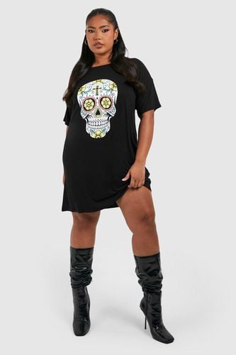 Womens Plus Halloween Sugar Skull T-shirt Dress - - 18 - boohoo - Modalova