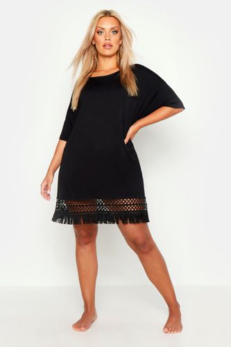 Womens Plus Crochet Tassel Hem Beach Dress - - 18 - boohoo - Modalova
