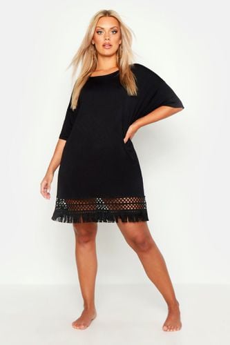 Womens Plus Crochet Tassel Hem Beach Dress - - 22 - boohoo - Modalova