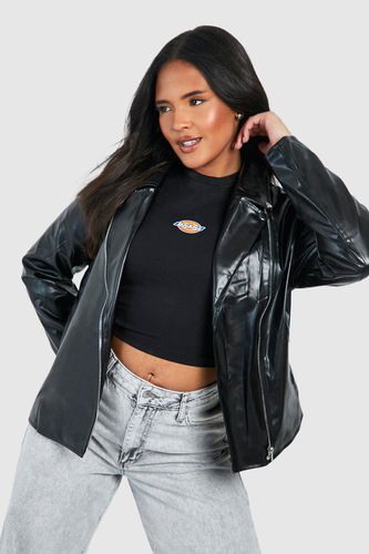 Womens Plus PU Leather Look Quilted Biker Jacket - - 18 - boohoo - Modalova