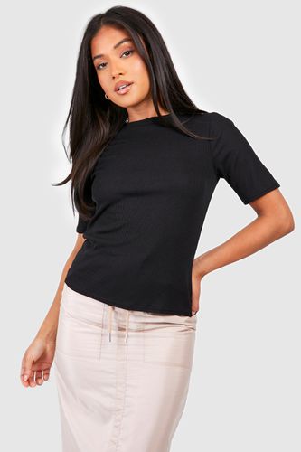 Womens Petite Ribbed Basic T Shirt - - 6 - boohoo - Modalova