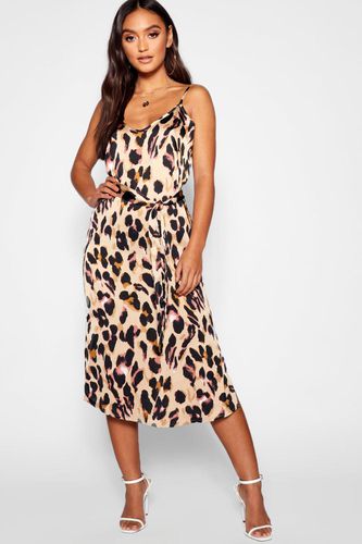 Womens Petite Leopard Print Strappy Midaxi Dress - - 10 - boohoo - Modalova