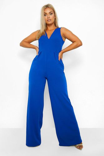 Womens Plus Plunge Wide Leg Jumpsuit - - 16 - boohoo - Modalova