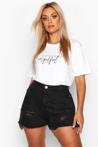 Womens Plus Distressed Denim Shorts - - 16 - boohoo - Modalova