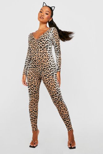 Womens Petite Leopard Print Catsuit - - 10 - boohoo - Modalova