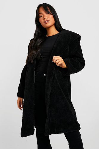 Womens Petite Oversized Hooded Teddy Coat - - 10 - boohoo - Modalova