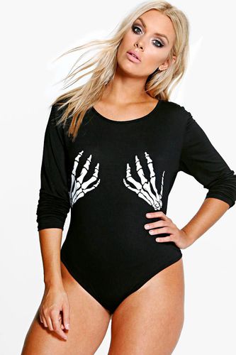 Womens Plus Halloween Skeleton Hand Bodysuit - - 26 - boohoo - Modalova