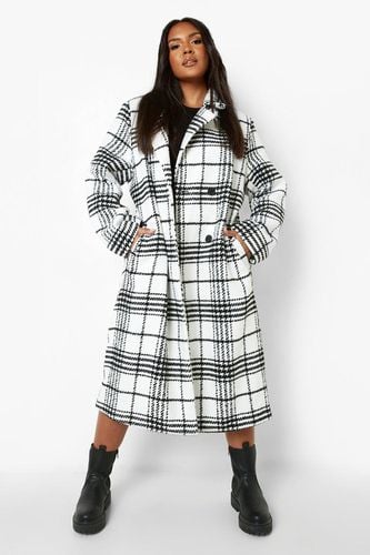 Womens Plus Check Wool Look Coat - - 26 - boohoo - Modalova