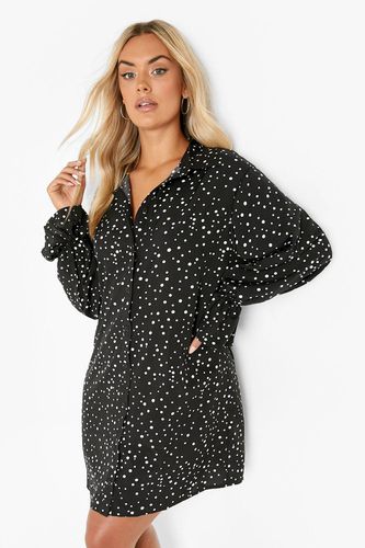 Womens Plus Spot Frill Cuff Shirt Dress - - 28 - boohoo - Modalova