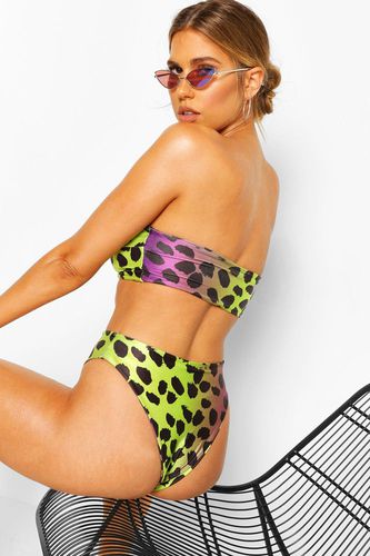 Womens Leopard High Waist Bandeau Bikini Set - - 6 - boohoo - Modalova