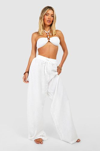 Womens Essentials Linen Look Beach Trousers - - L - boohoo - Modalova