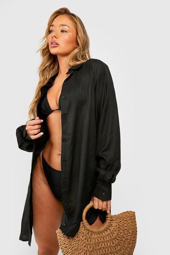 Womens Essentials Oversized Linen Look Beach Shirt - - M - boohoo - Modalova
