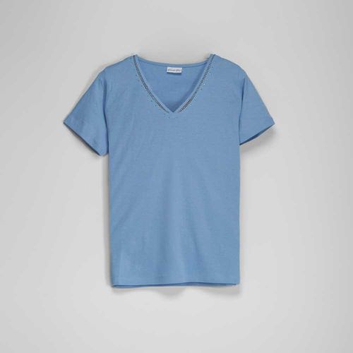 Camiseta manga corta cuello strass mujer - Color: - NYC - Modalova