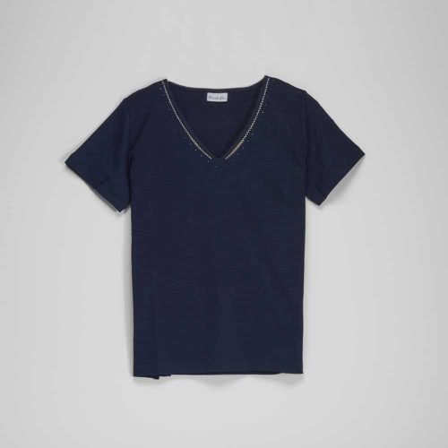 Camiseta manga corta cuello strass mujer - Color: - PiccoIa Piu - Modalova