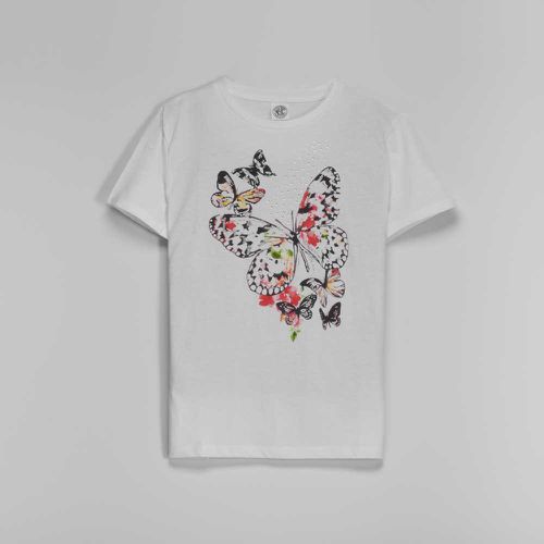 Camiseta manga corta mariposa y strass mujer - Color: - NYC - Modalova