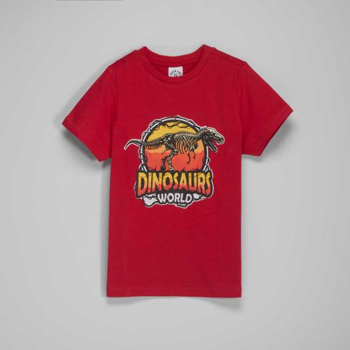 Camiseta manga corta roja Dino niño - Color: - Seven Five - Modalova