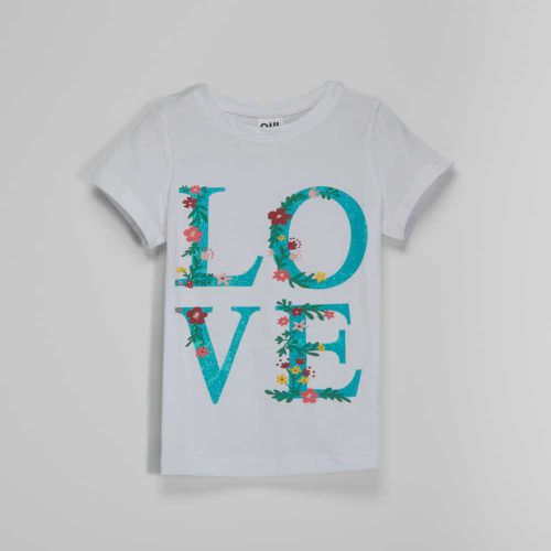 Camiseta manga corta blanca Love niña - Color: - Oh girl! - Modalova