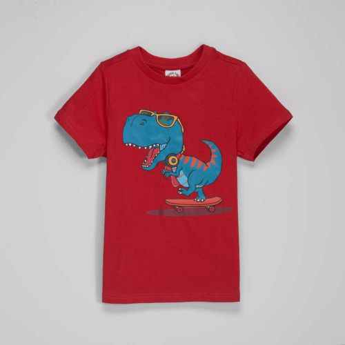 Camiseta roja manga corta Dino niño - Color: - Seven Five - Modalova
