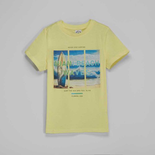 Camiseta amarilla manga corta Miami niño - Color: - Seven Five - Modalova