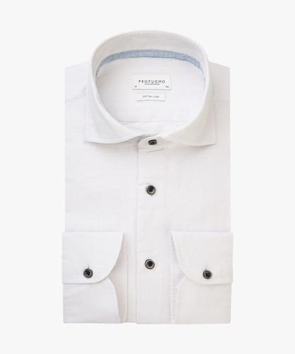 Weißes Streifenhemd, Baumwolle, Leinen Herren - Profuomo - Modalova