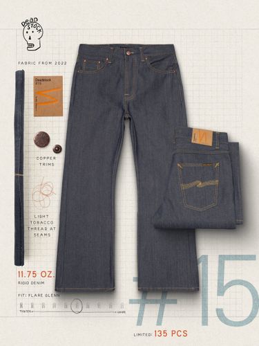 Flare Glenn Dry Deadstock 15 Men's Organic Jeans W24/L28 Sustainable Clothing - Nudie Jeans - Modalova