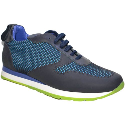 Sneakers Sneakers bassa uomo art: tokio 103 vera pelle tessuto blu fluo - Nazareno Gabrielli - Modalova