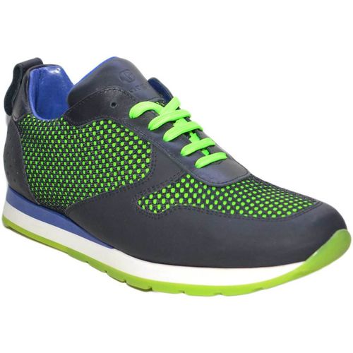 Sneakers Sneakers bassa uomo art Tokio 102 vera pelle tessuto verde fluo - Nazareno Gabrielli - Modalova