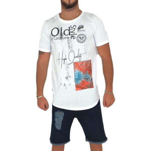 T-shirt T-Shirt maglietta OLD STYLE con collo rotondo e maniche corte c - Malu Shoes - Modalova