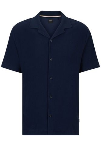 Boss Powell 129 Button Through Polo Shirt Dark Blue Size: S - BOSS Black - Modalova