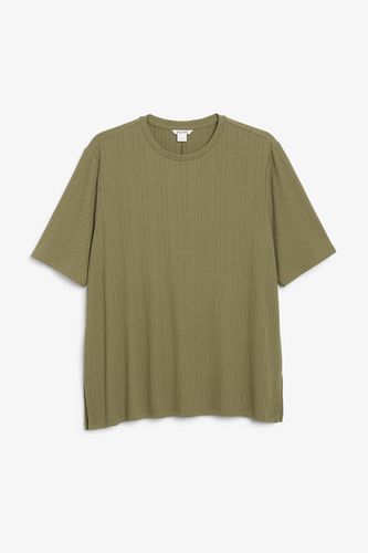 Geripptes Oversize-T-Shirt - Grün - Monki - Modalova