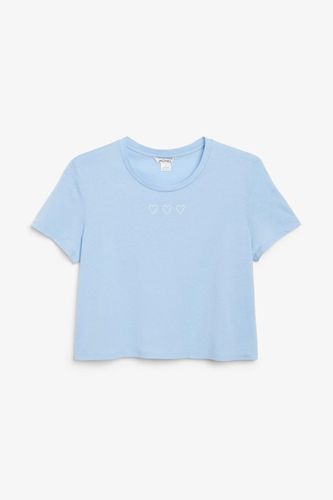 Cropped-T-Shirt - Blau - Monki - Modalova
