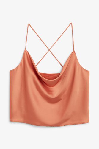 Satin-Oberteil Mit Wasserfallausschnitt - Orange - Monki - Modalova