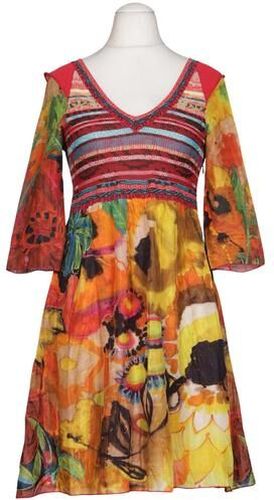 Damen Kleid, mehrfarbig, Gr. EU 38, Baumwolle, Seide, Viskose - Second Hand - aldo martins - Modalova