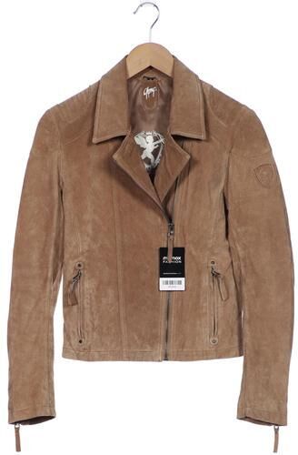 Damen Jacke, beige, Gr. M, Leder, Synthetik - Second Hand - Gipsy - Modalova
