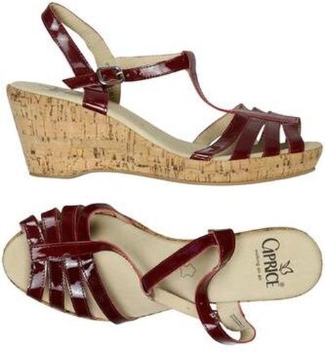 Damen Sandale, rot, Gr. EU 40, Leder - Second Hand - Caprice - Modalova