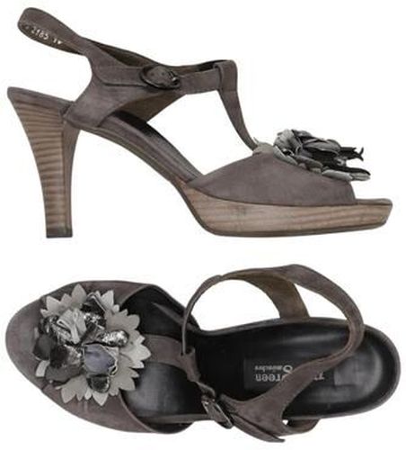 Damen Sandale, grau, Gr. EU 38 (UK 5), Leder - Second Hand - Paul green - Modalova