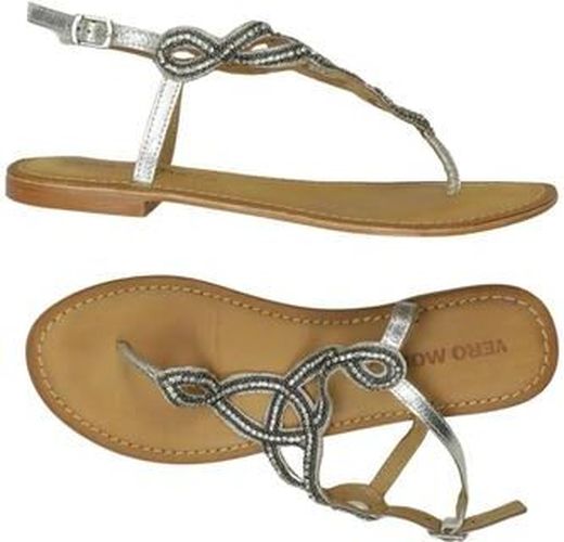 Damen Sandale, silber, Gr. EU 38, Leder - Second Hand - Vero moda - Modalova