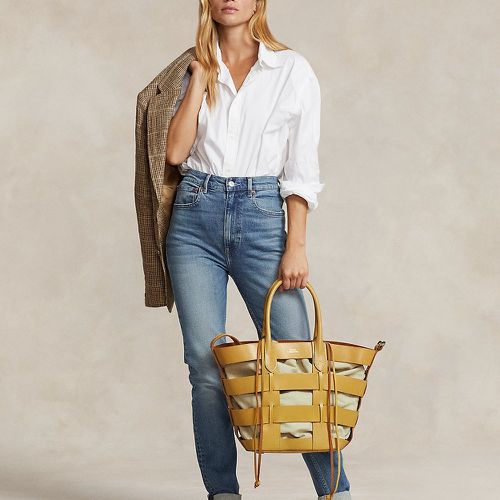 Leather Medium Basket-Weave Bag - Polo Ralph Lauren - Modalova