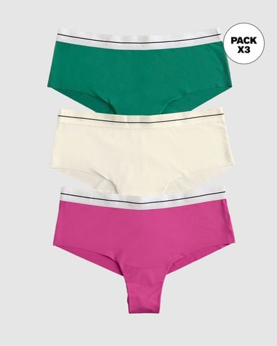 Pack contrast waistband soft cheeky panties - Leonisa - Modalova