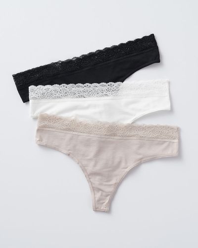 Pack Thong Knickers with Lace Detail - Leonisa - Modalova