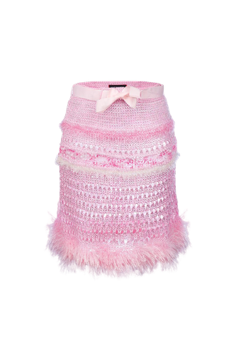 Baby Pink Handmade Knit Skirt - ANDREEVA - Modalova