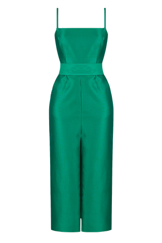 MANU jade green silk linen midi dress - UNDRESS - Modalova