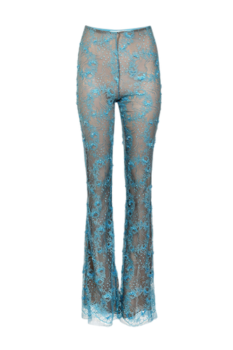 Elipse Hand-Embroidered Lace Pants - Aqua - Francesca Miranda - Modalova