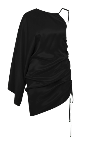 Rocha Asymmetric Mini Satin Dress in Black - Nazli Ceren - Modalova