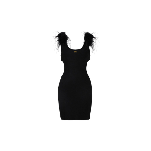 Black feathers cutouts mini dress - Daniele Morena - Modalova