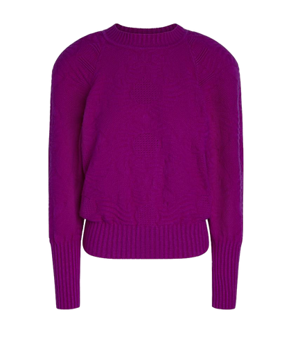 Long Sleeve Signature Pattern Knit Sweater - Sara Tamimi - Modalova