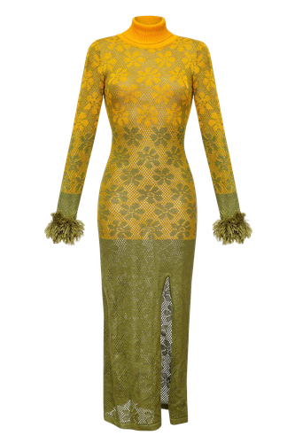 Multicolor Dress With Handmade Knit Details - ANDREEVA - Modalova