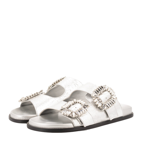 SILVER LEATHER SANDALS - Toral - Modalova