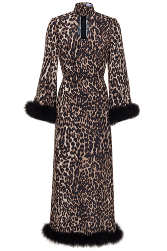 Liz Leopard Print Maxi Dress Trimmed in Marabou- Made to Order - Natalie and Alanna - Modalova