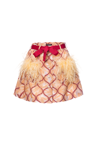 Peach Skirt With Feathers Details - ANDREEVA - Modalova